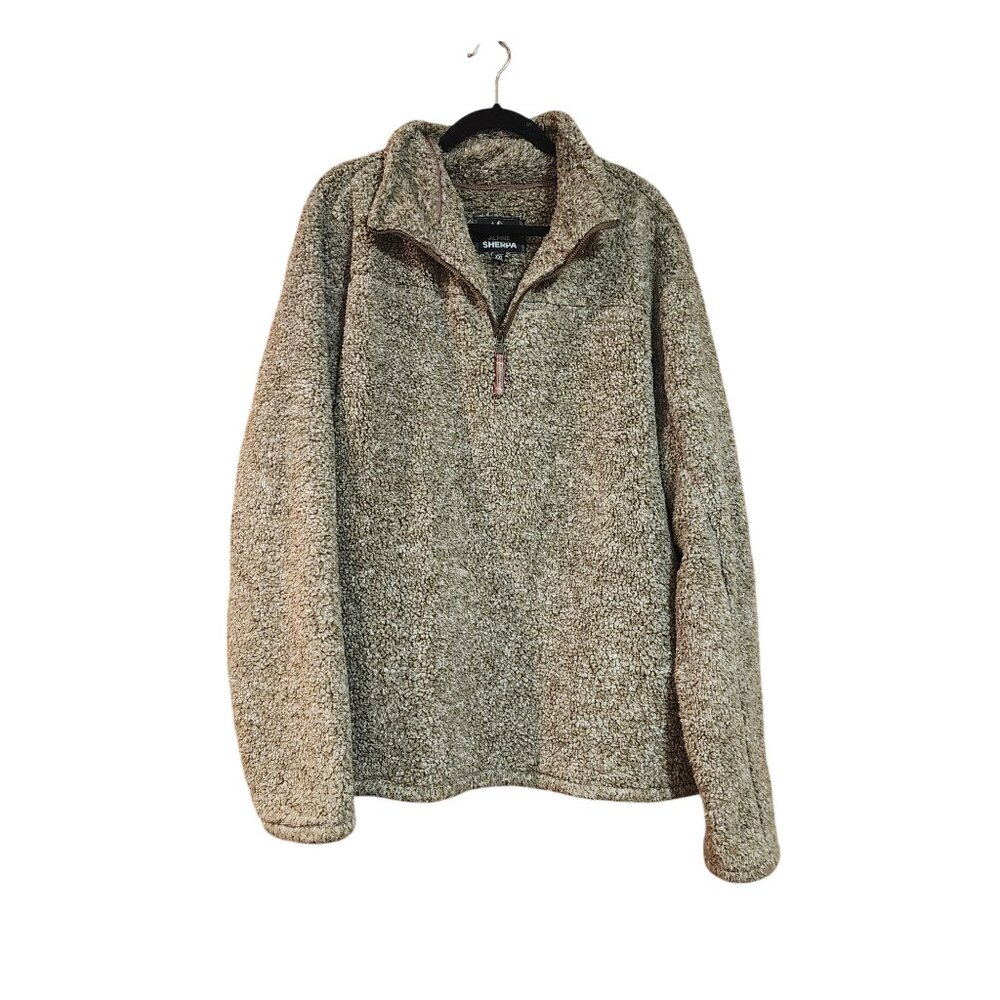 Members Mark Alpine Sherpa Sweater 2XL Putty Brown Pullover 1/4 Zip Mens